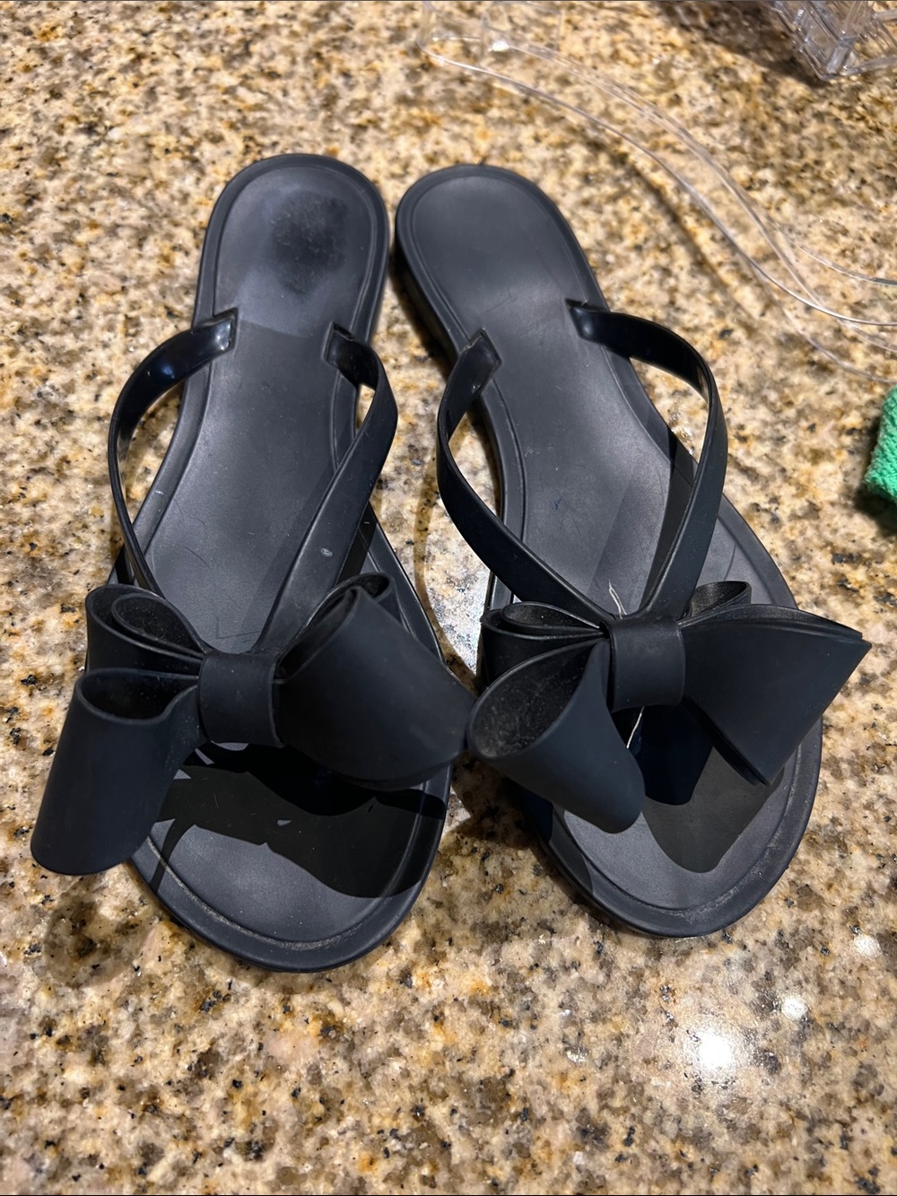 Black Bow Jelly Sandals for Women